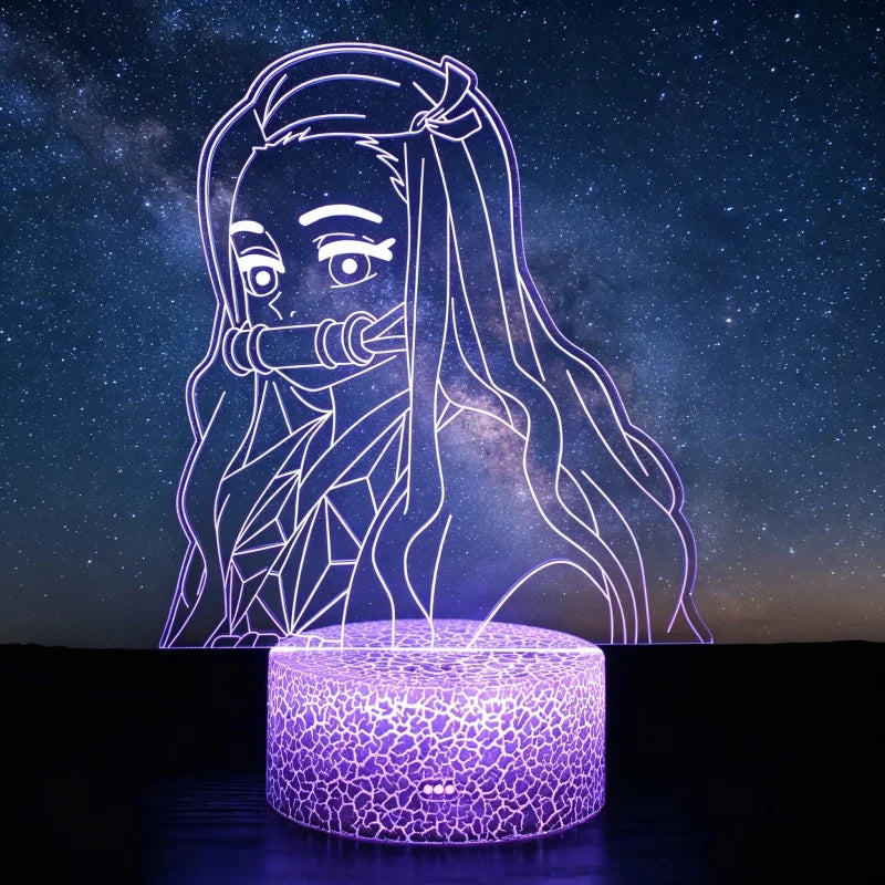Anime Demon Slayer 3D Illusion Lamp Tanjiro Nezuko Kamado LED Night Light for Demon Slayer Fans Bedroom Decoration Birthday Gift