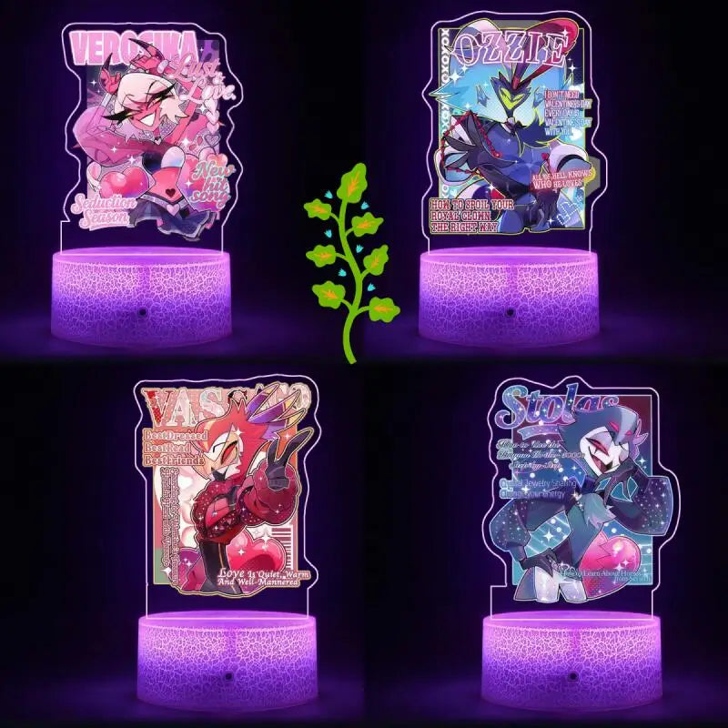 Night Light for Helluva Boss Verosika Mayday Asmodeus Vassago Stolas Colorful Lights Anime Bedside Lamp Desktop Decoration Gifts