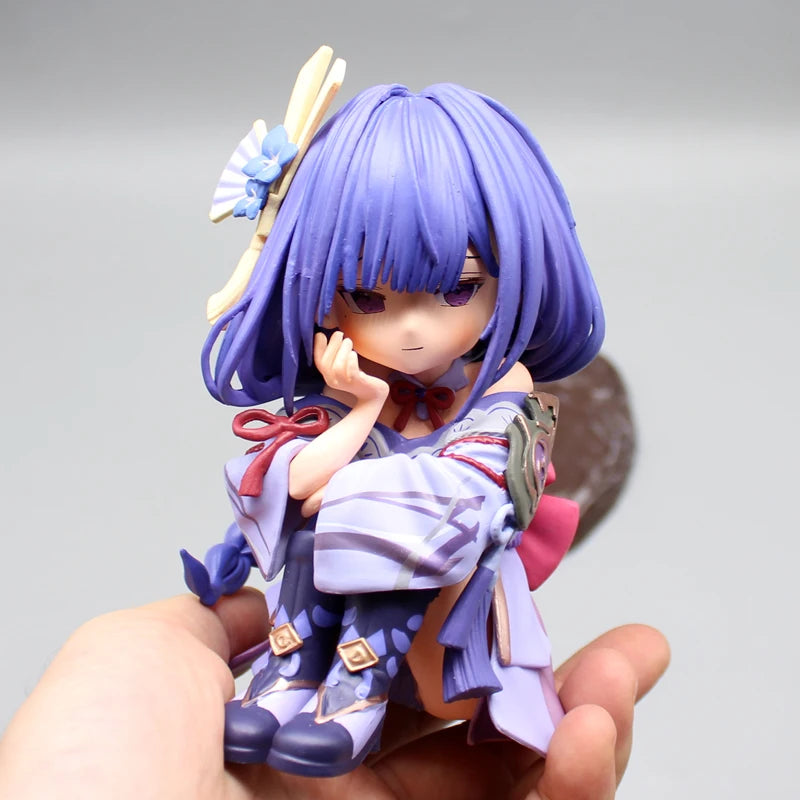 Anime Genshin Impact Raiden Figura Q Version Figure 14cm Raiden Shogun Figures Action Kawaii PVC Collection Decor Figurine Toys