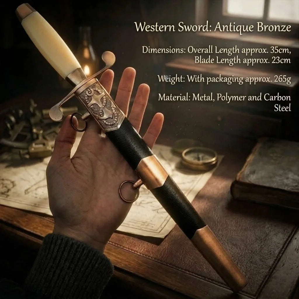 35cm European Western Sword with Sheath Metal Model Safety Medieval Film Props Sword Collectible Retro Katana Collection Toys