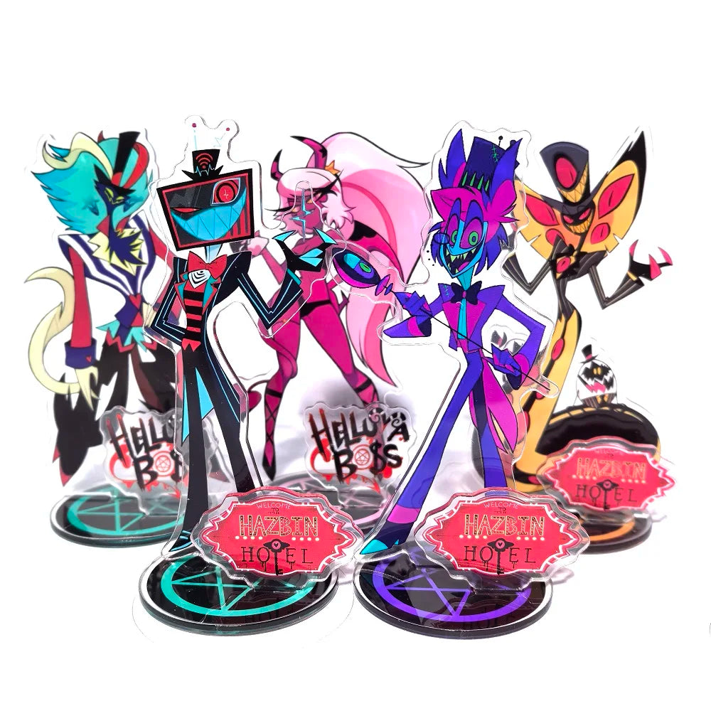 New 15CM Hazbin Hotel Charlie Morningstar Stand Acrylic Figures Vaggie Desktop Standing Sign Model Decoration Collection Gifts