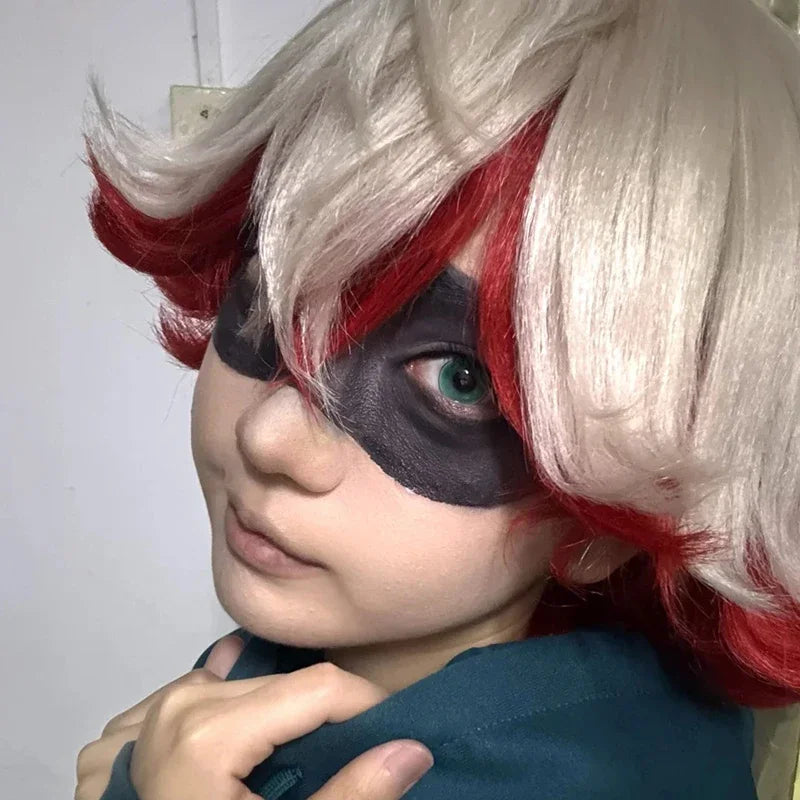Cosplay Wig Men Women Silver Red Short Hair Heat Resistant Synthetic Full Wig Halloween Props
