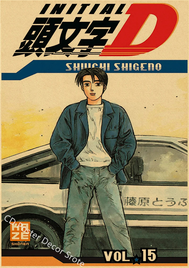 Initial D Kraft Paper Poster