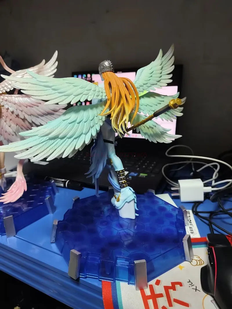 28cm Anime Digimon Adventure Figures Angewomon Angemon LED Action Figurines PVC Statue Model Collection Doll Toys Children Gift