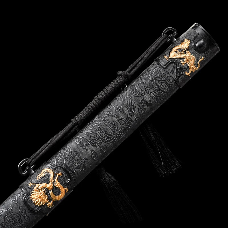 Functional Medieval Golden Dragon King Sword High Manganese Steel Blade Real Full Tang Sharp Samurai Swords Ready Battle Katanas