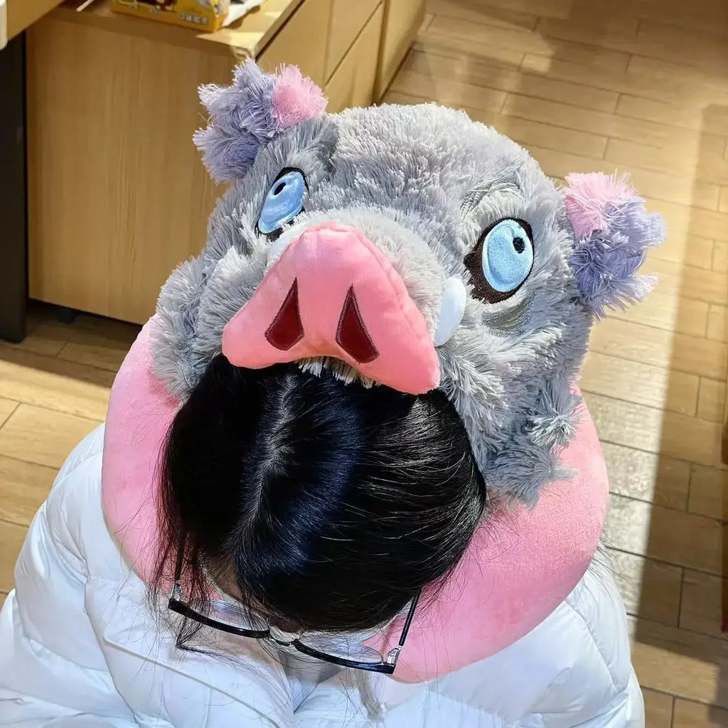 Cosplay Prop Wild Boar Head Plush Hat Pig Head Warm Headgear Cartoon Stuffed Anime Plushies Cosplay Props Gifts Boy Fans