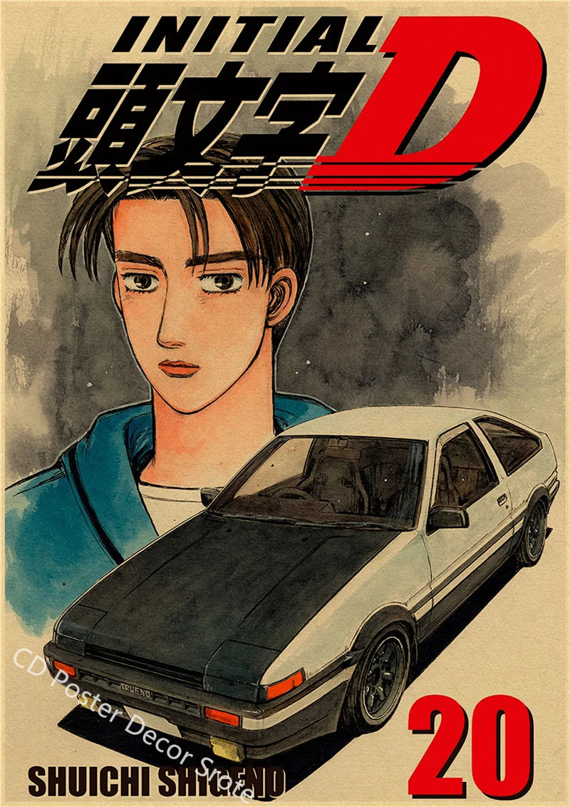 Initial D Kraft Paper Poster