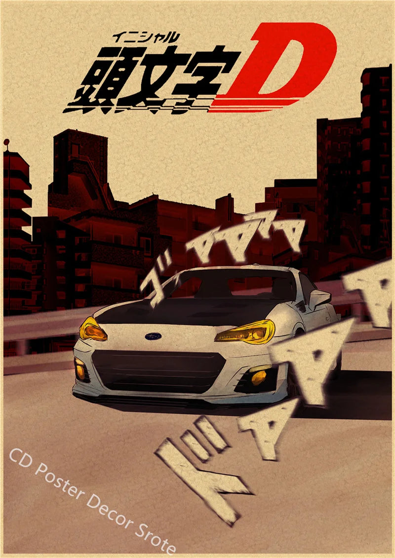 Initial D Kraft Paper Poster