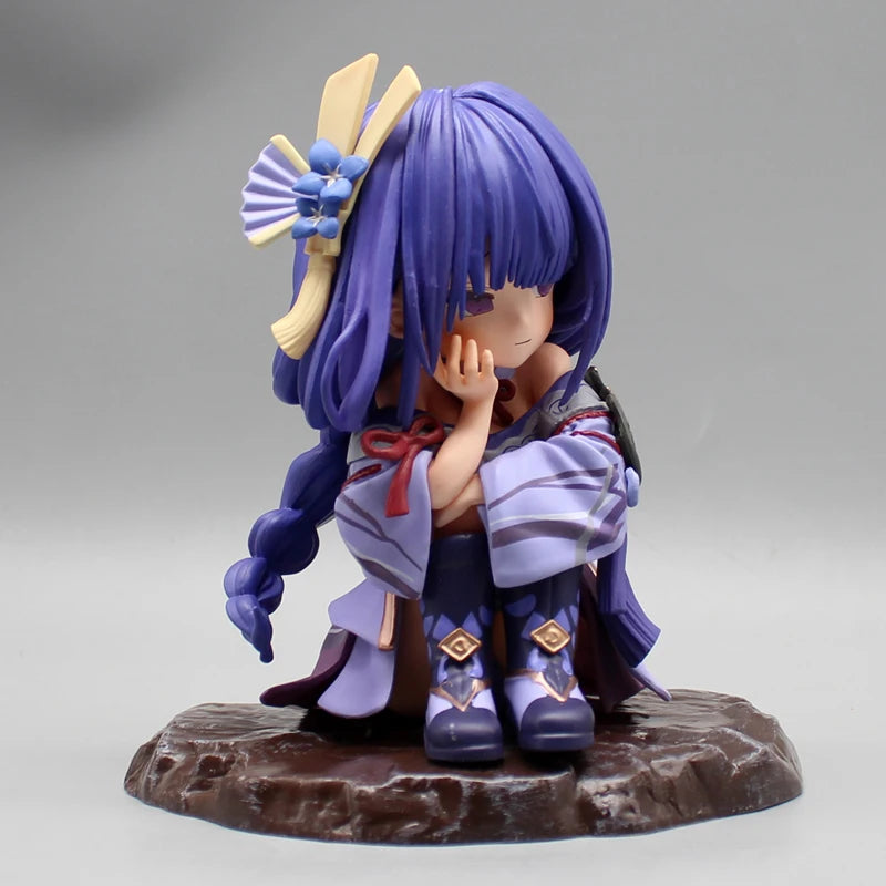 Anime Genshin Impact Raiden Figura Q Version Figure 14cm Raiden Shogun Figures Action Kawaii PVC Collection Decor Figurine Toys