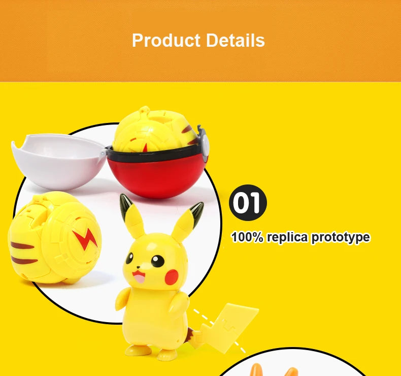 Anime Pokemon Figures Transformer Poke Ball Model Pikachu Charizard Blastoise Mewtwo Venusaur Gyarados Greninja Robot Toy Gift
