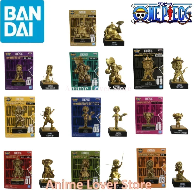Bandai Original One Piece WCF Kumamoto Revival Plan Luffy Zoro Sanji Nami Usopp Robin Jinbe Chopper Anime Figures Toys for Kids