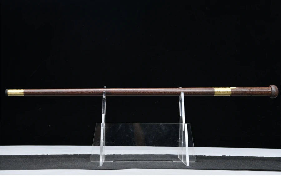 Chinese Cane Sword Folded Steel Damascus Blade Sharp Real Rosewood Scabbard Handmade Stick Sword Ready Battle Weapon Katanas