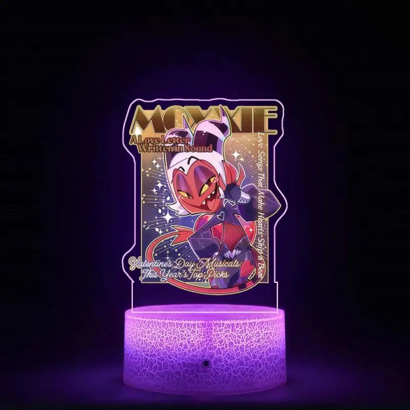 Night Light for Helluva Boss Moxxie Millie Loona Octavia Stella Vassago Asmodeus Colorful Lights Anime Cartoons Bedside Lamp