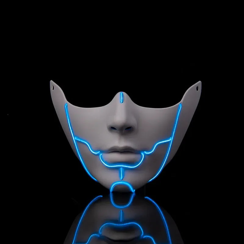 Cyber Cos For Women Men Punk Mask Sai Half Face Cool Luminous Masks Cosplay Props Halloween Party Stage Performance Dress Up