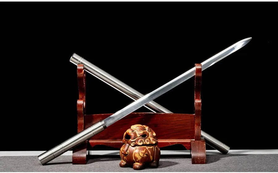Chinese Battle Sword Golden Cudgel Real Multi Refined High Manganese Steel Blade Metal Saya Ready Training Kongfu Katanas