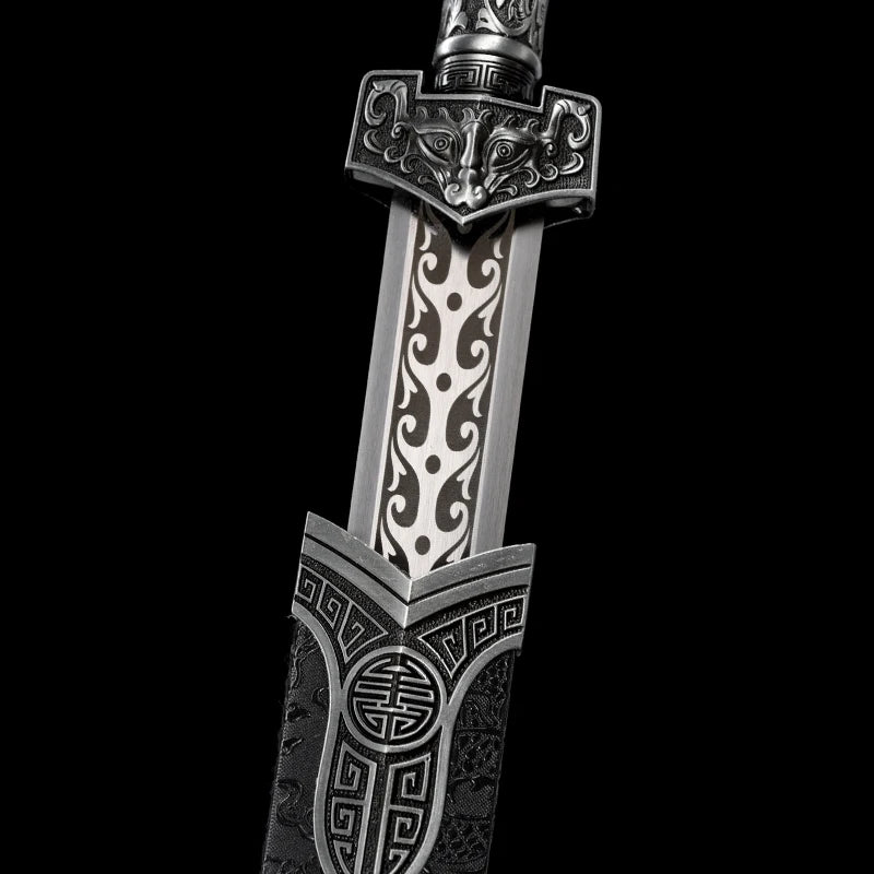 Chinese Kongfu Han Sword T10 Carbon Steel Blade Real Handmade Full Tang Sharp Ready Battle Metal Handle Ice Soul Warrior Katanas