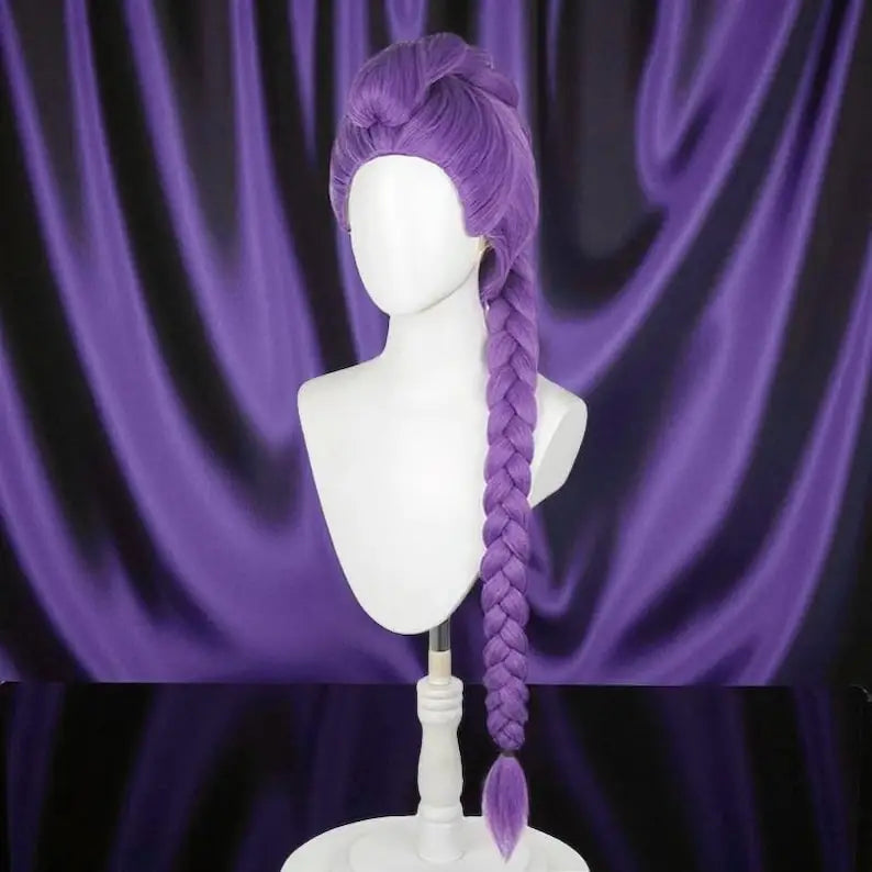 Cosplay Wig: Purple Braided High Temp Silk, Adjustable