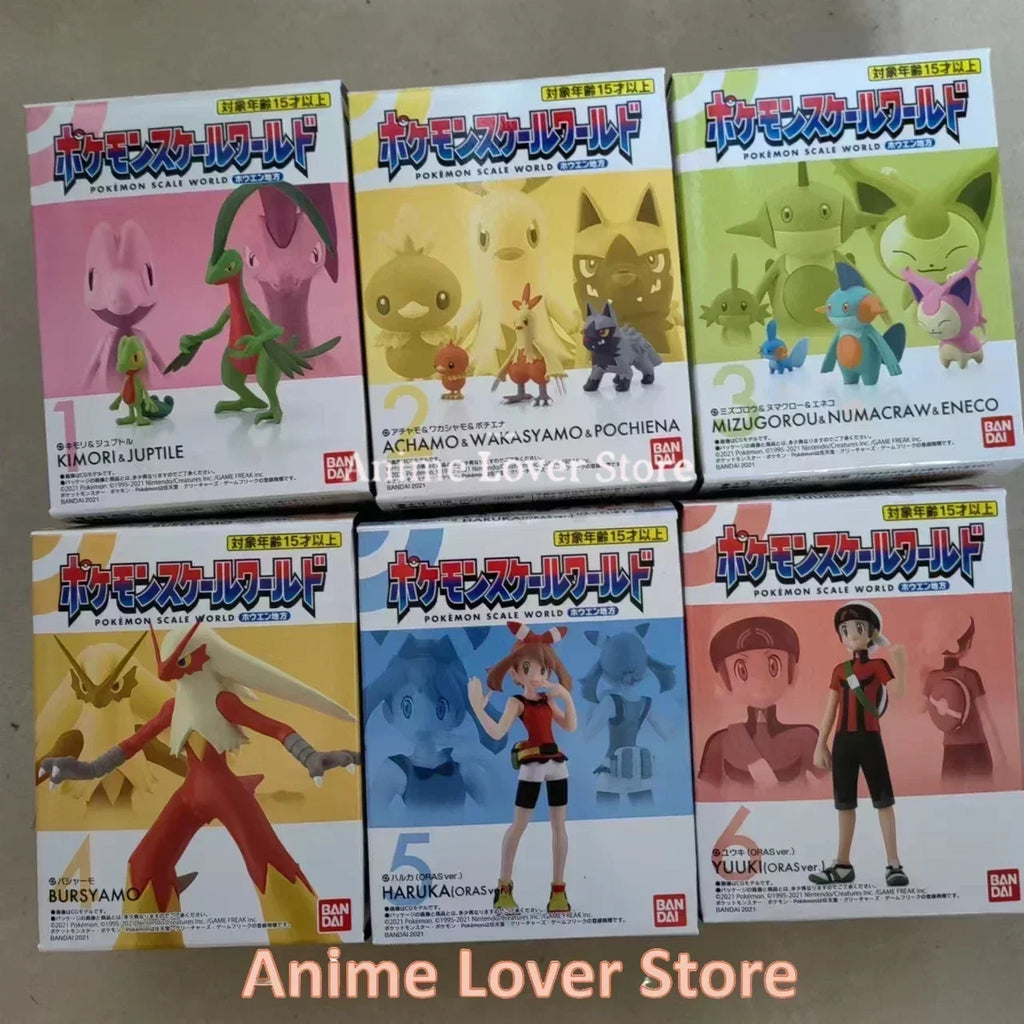 Bandai Original Scale World POKEMON Hoenn Region May Brendan Treecko Torchic Mudkip Blaziken Anime Figures Toys