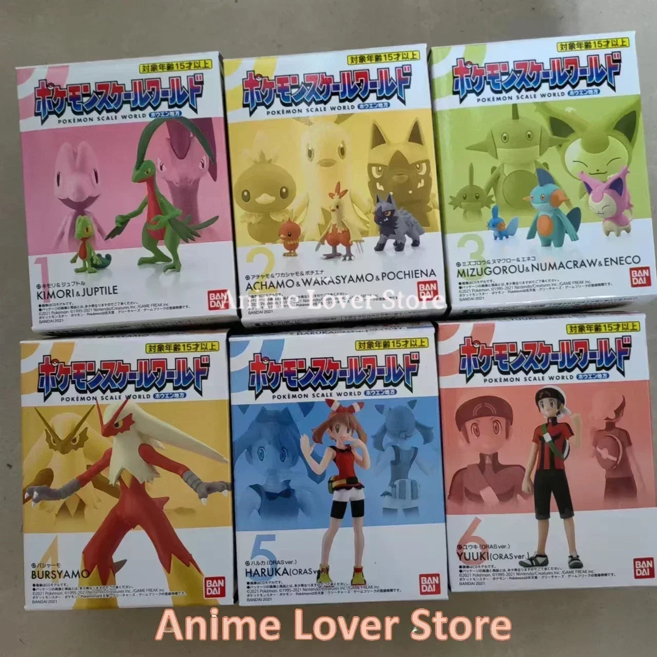 Bandai Original Scale World POKEMON Hoenn Region May Brendan Treecko Torchic Mudkip Blaziken Anime Figures Toys