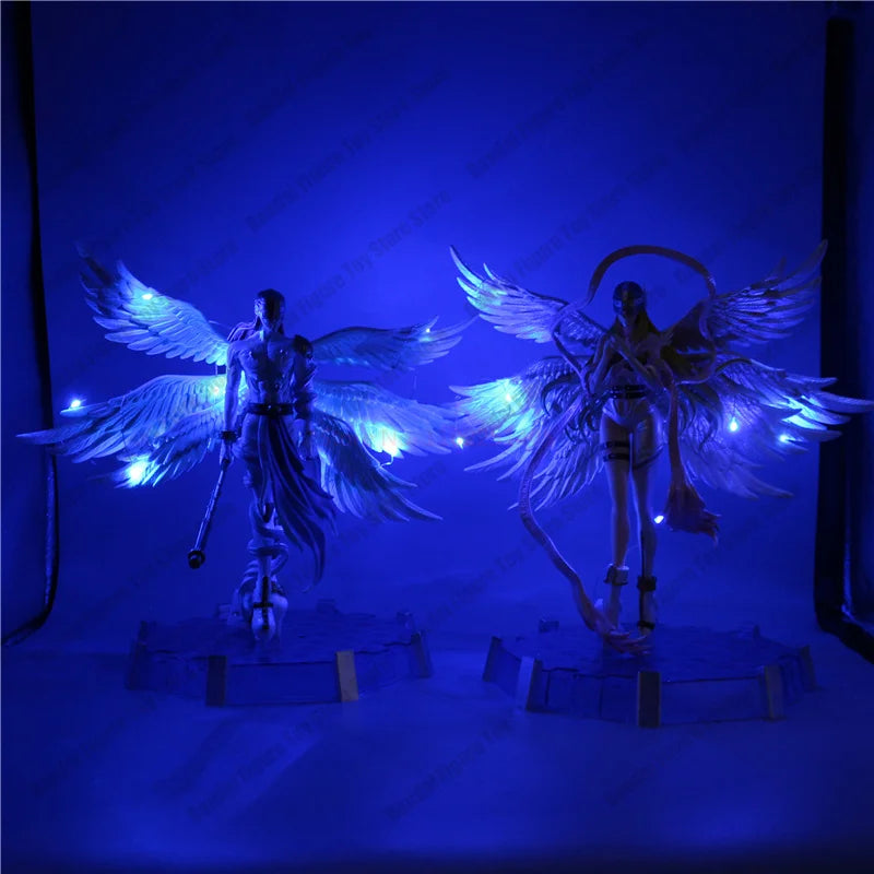 28cm Anime Digimon Adventure Figures Angewomon Angemon LED Action Figurines PVC Statue Model Collection Doll Toys Children Gift