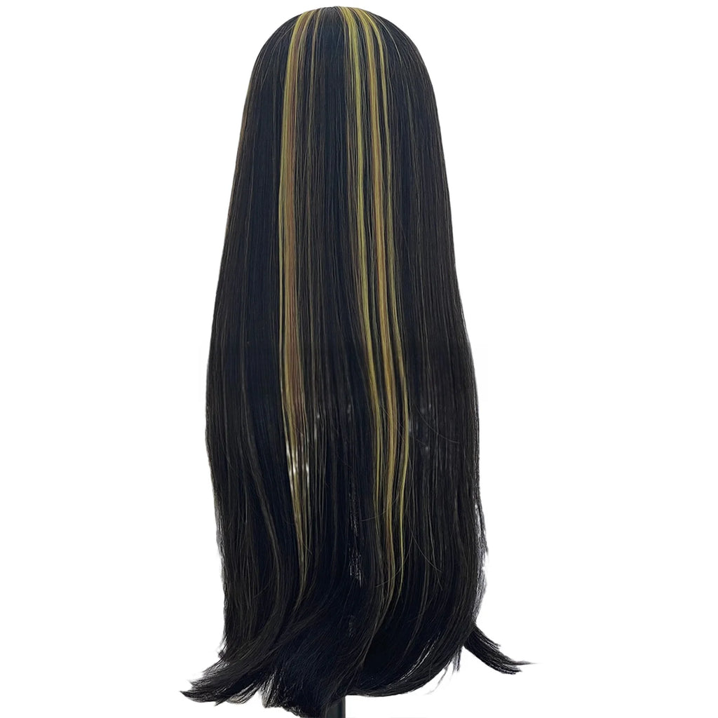Anime Cosplay Wigs Mix Color Long Straight Hair Props Movie Performance Halloween Christmas Carnival Costume Prop