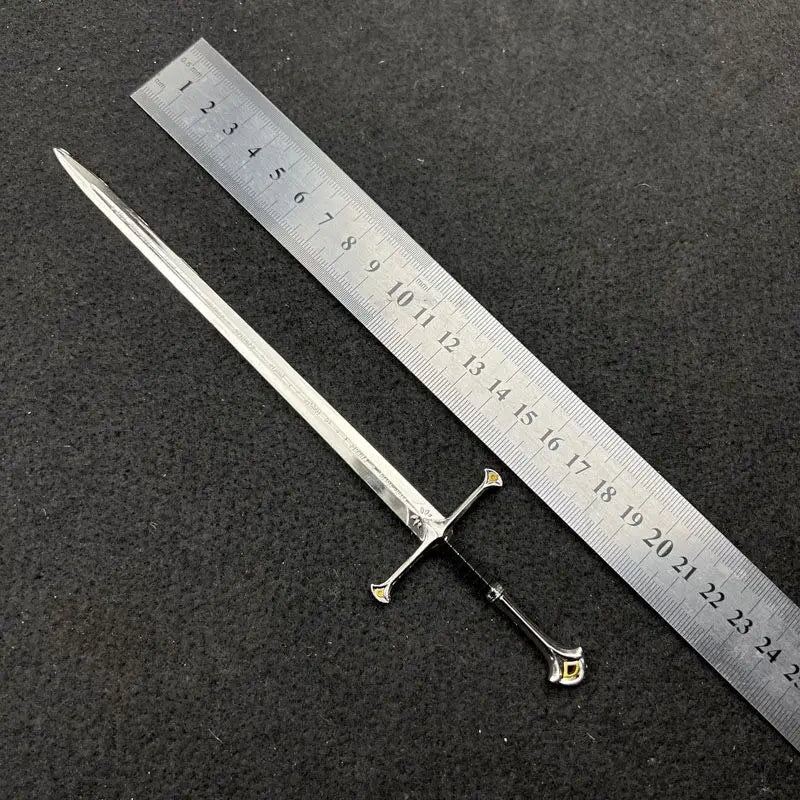 22cm Silver Sword The Anduril Narsil Sword  Movies Peripheral Medieval Metal  Model Samurai Keychains Ornament Crafts Toys