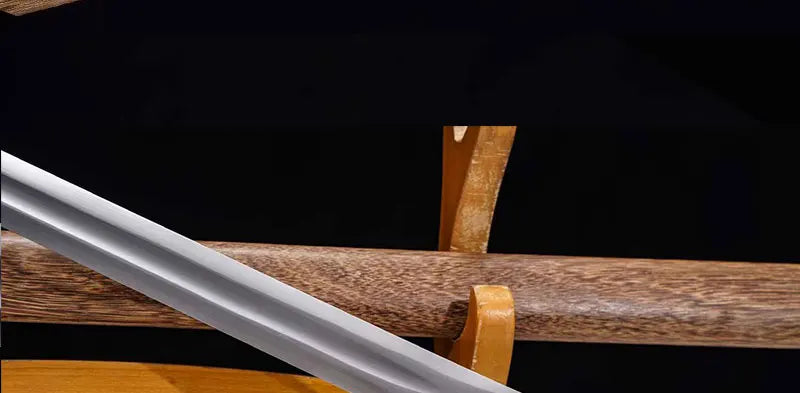Shirasaya,Full Tang Real Steel Sword, Real Steel Blade, Wood Sheath, Double Edges, Metal Decoration,Home Ornament