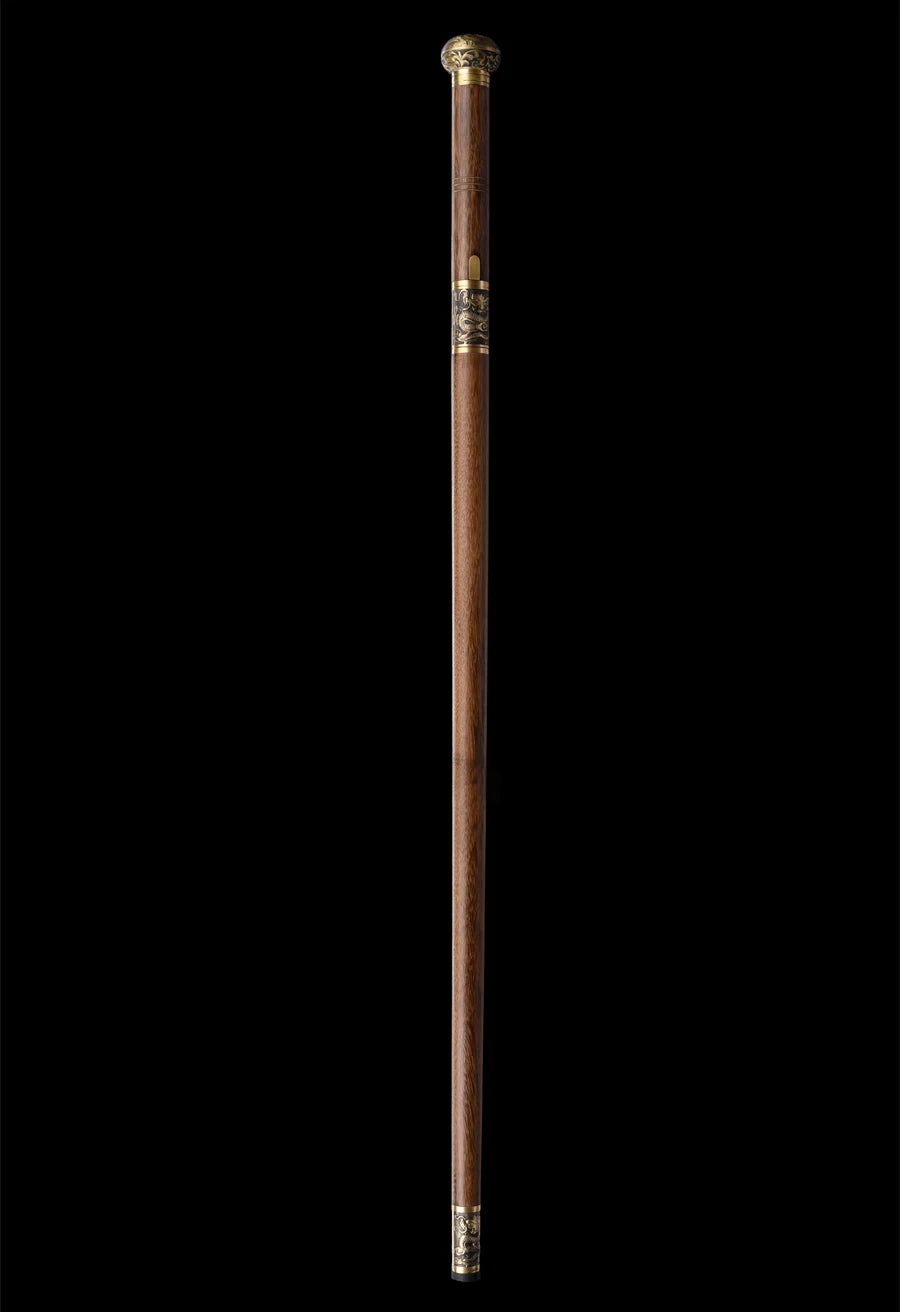 Chinese Cane Swords Folded Steel Damascus Blade Real Handmade Full Tang Sharp Walking Stick Sword Brass Dragon Weapon Katanas