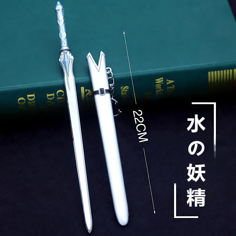 Sword Art Online 22CM Elucidator Anime Kirito Weapon Yuuki Asuna Green Rose Sword Real Steel Katana SAQ Japanese Catanas Toys