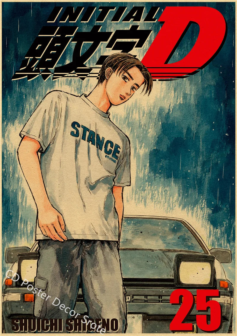 Initial D Kraft Paper Poster