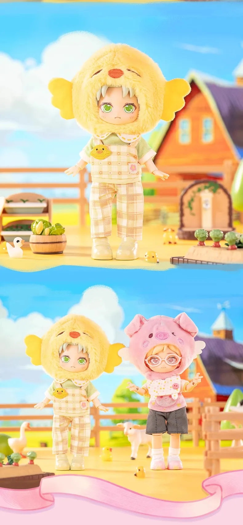 In stock PEETSOON Garden Party Series Ob11 1/12 Bjd 16cm  Cute Action Figure Toys Kawaii Anime Figures  Dolls Toy Gift