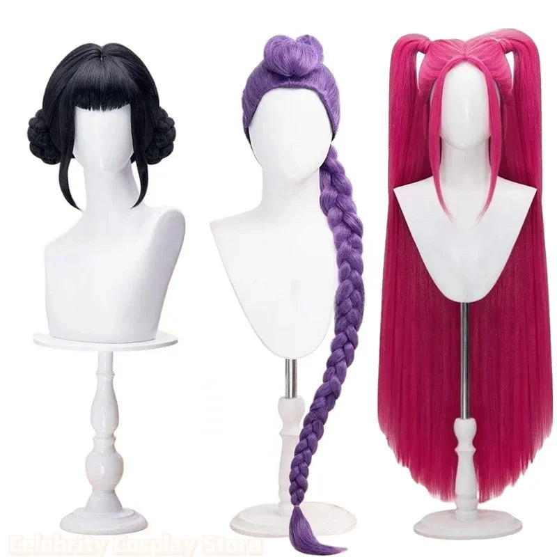 Cosplay Wig  Mir-a Rum-i Zo-e Purple Black Red Long Hair Heat Resistant Synthetic Wigs Carnival Props