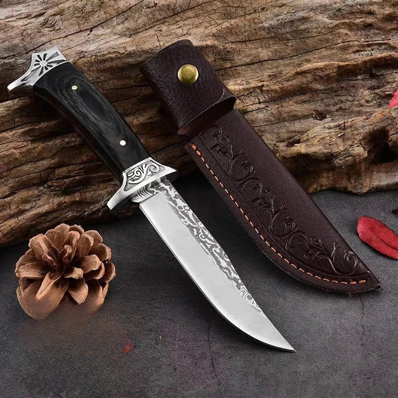 Outdoor Camping Survival Knives 7cr13mov Blade Wood Handles Self-defense Wilderness Tactics Straight Knives Military Knives