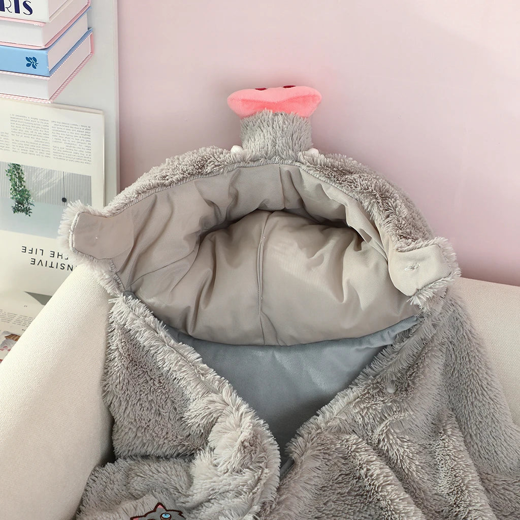 Demon Slayer Cosplay Prop Grey Pig Hooded Blanket Cartoon Wild Boar Head Plush Cloak Plushies Warm Hooded Blanket Xmas Gifts