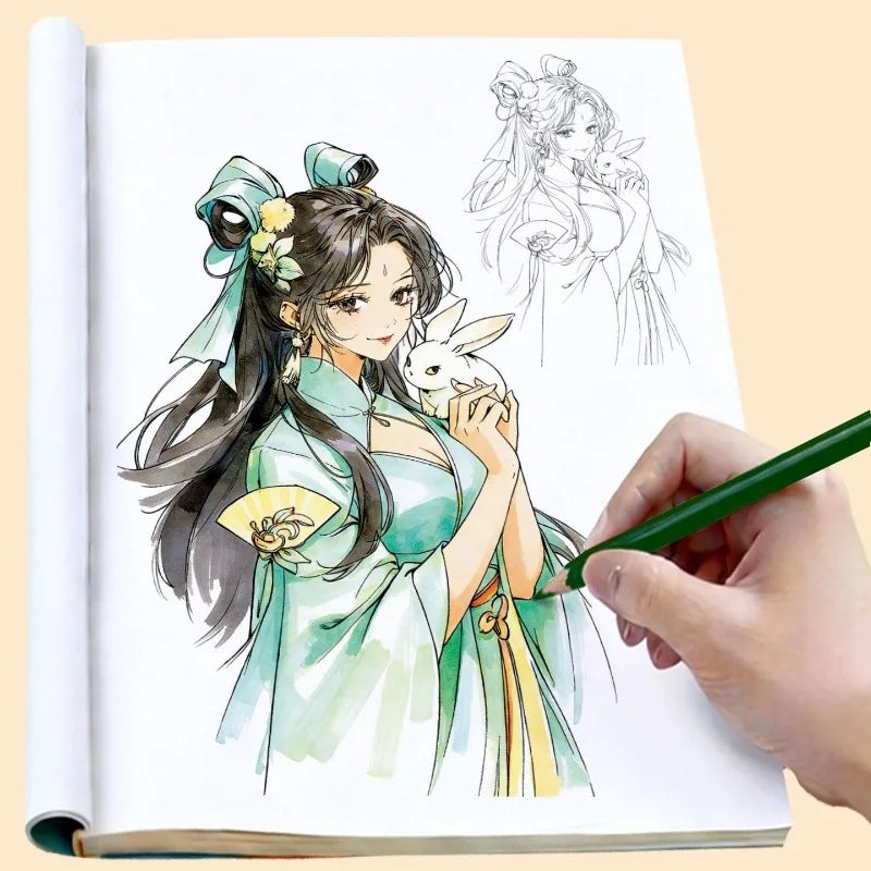 3 Books/set Anime Sketch Book for Beginners, Manga Character Tracing & Drawing Practice Pad (Bishoujo/Bishonen/Ancient Style)