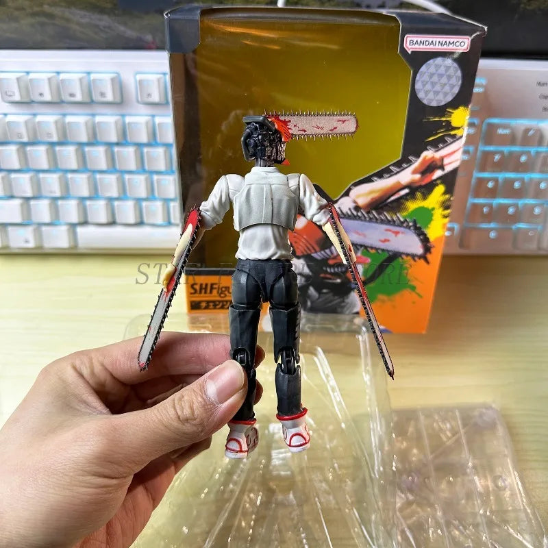 Chainsaw Man Action Figure SHF Denji Joint Movable Figurine Toys PVC Ornaments Doll 15cm Anime Electric Saw Demon Figures Model