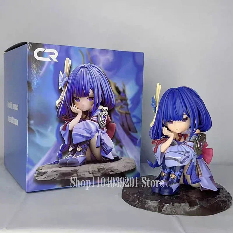 Anime Genshin Impact Raiden Figura Q Version Figure 14cm Raiden Shogun Figures Action Kawaii PVC Collection Decor Figurine Toys