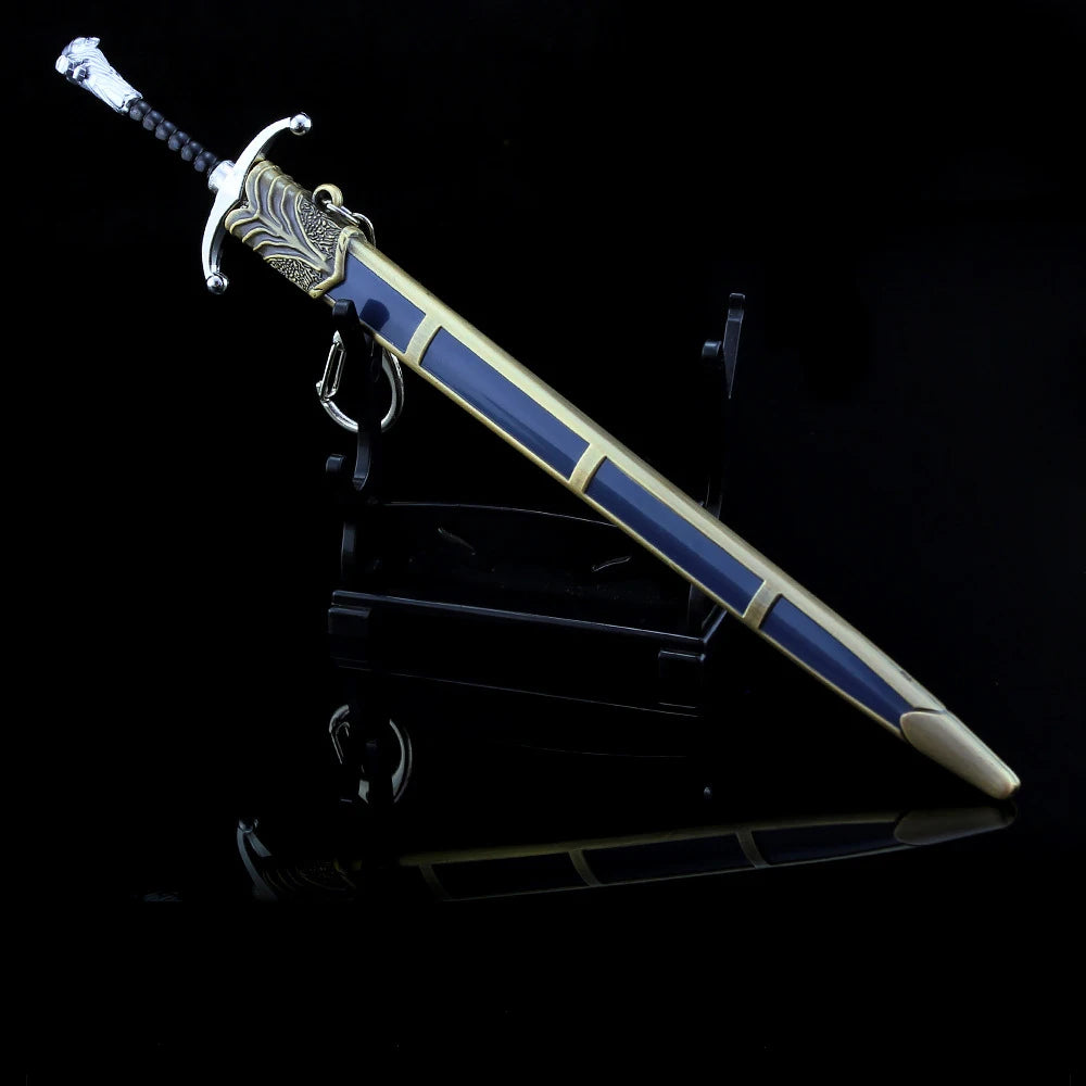22cm GOT Game Sword with Sheath Keychain American TV Series 1:6 Medieval All Metal Sword Model Home Ornament Collection