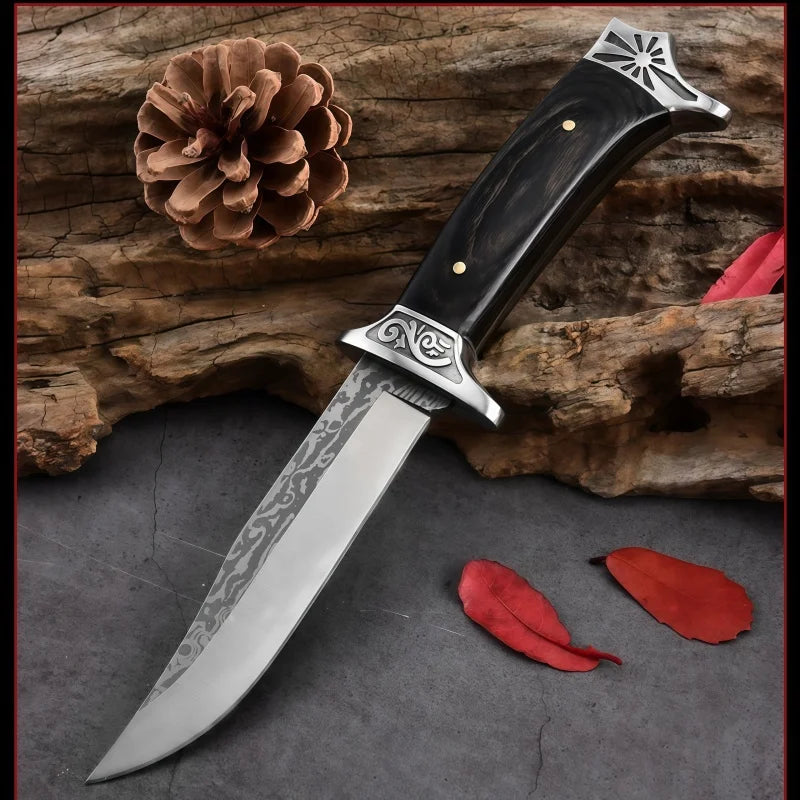 Outdoor Camping Survival Knives 7cr13mov Blade Wood Handles Self-defense Wilderness Tactics Straight Knives Military Knives