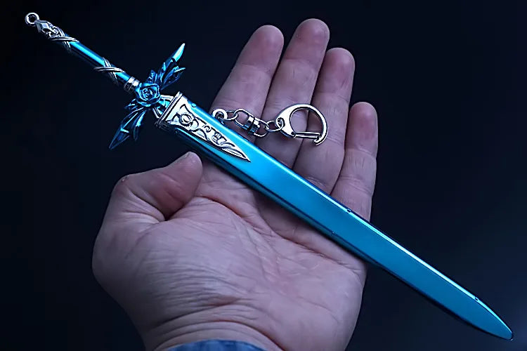 Sword Art Online 22CM Elucidator Anime Kirito Weapon Yuuki Asuna Green Rose Sword Real Steel Katana SAQ Japanese Catanas Toys