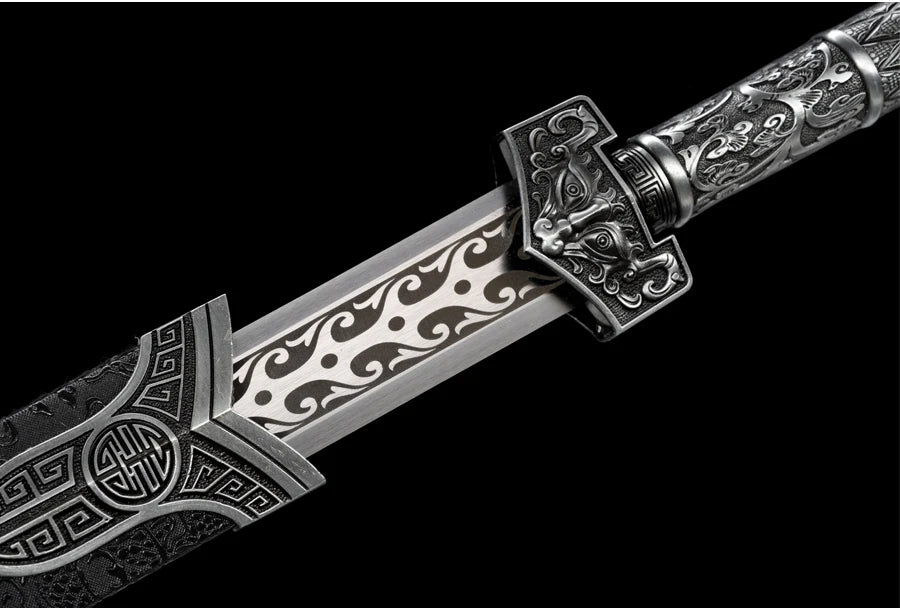 Chinese Kongfu Han Sword T10 Carbon Steel Blade Real Handmade Full Tang Sharp Ready Battle Metal Handle Ice Soul Warrior Katanas