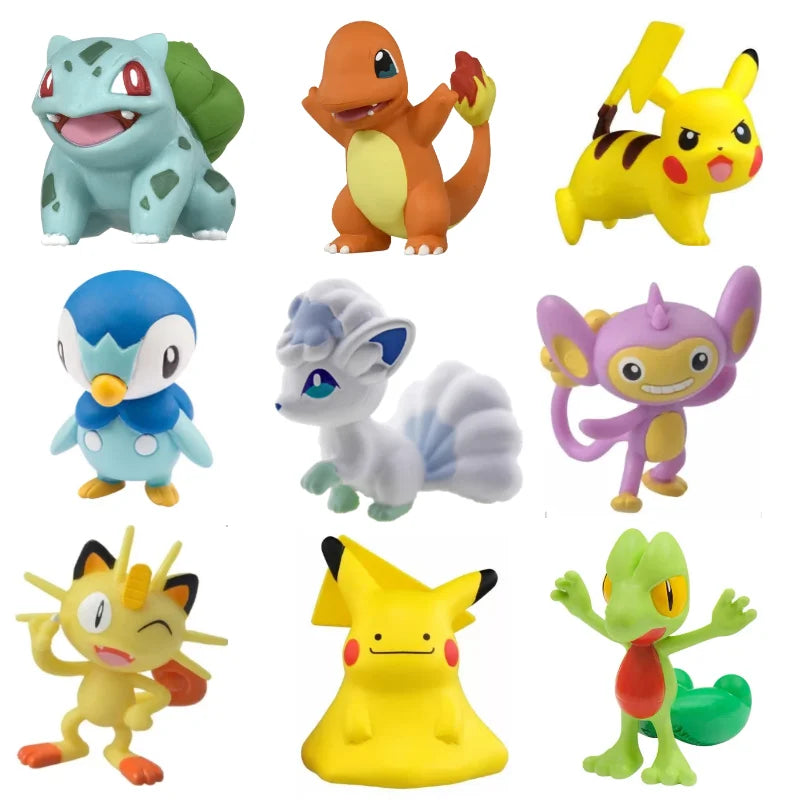 TOMY WCT Super Cute Pokemon Figures Kawaii Pikachu Piplup Vulpix Meowth Cubone Marshadow Axew Keldeo Mini 4cm Children toys