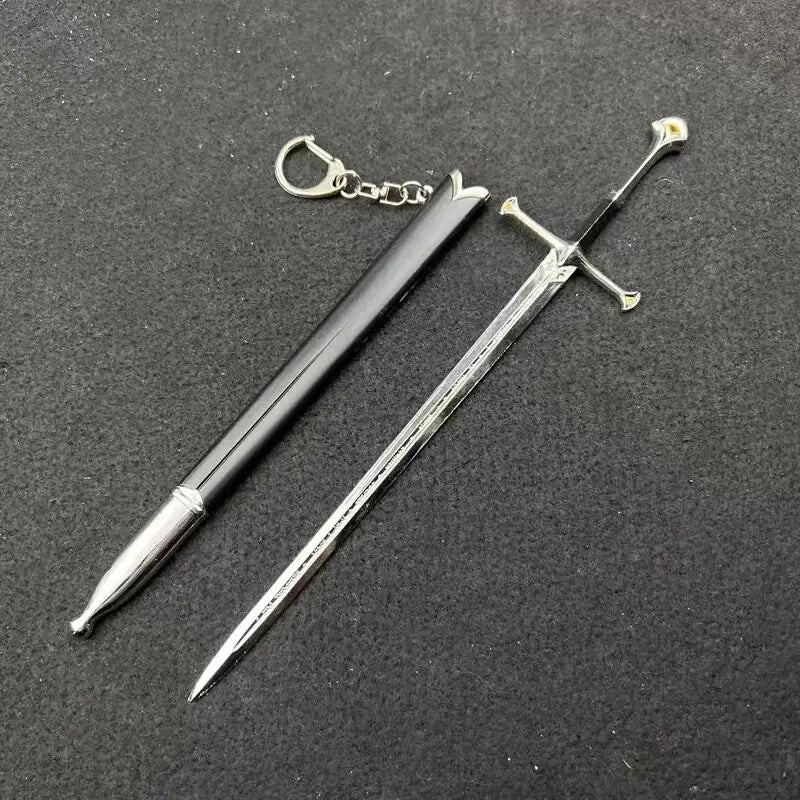 22cm Silver Sword The Anduril Narsil Sword  Movies Peripheral Medieval Metal  Model Samurai Keychains Ornament Crafts Toys