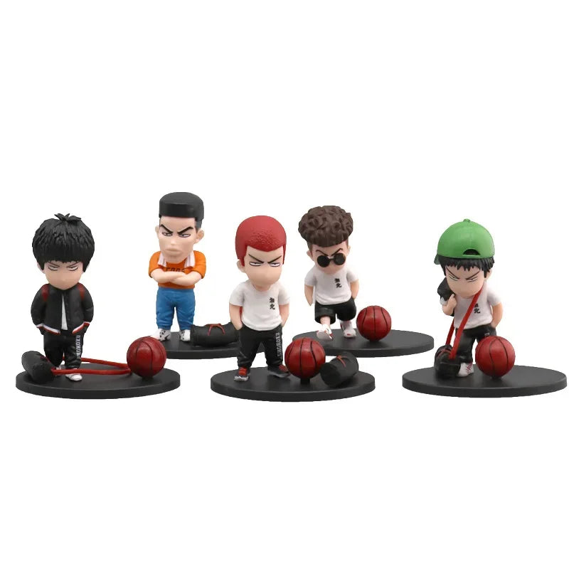 5PCS/Set Anime SLAM DUNK Sakuragi Hanamichi PVC Action Figures Rukawa Kaede Collection Model Car Interior Cute Toys