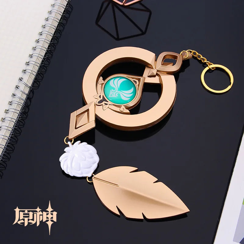 Genshin Impact Scaramouche Wanderer Cosplay Weapon Tulaytullah’s Remembrance 5-Star Catalyst The Bell Prop PLA Anemo Accessory