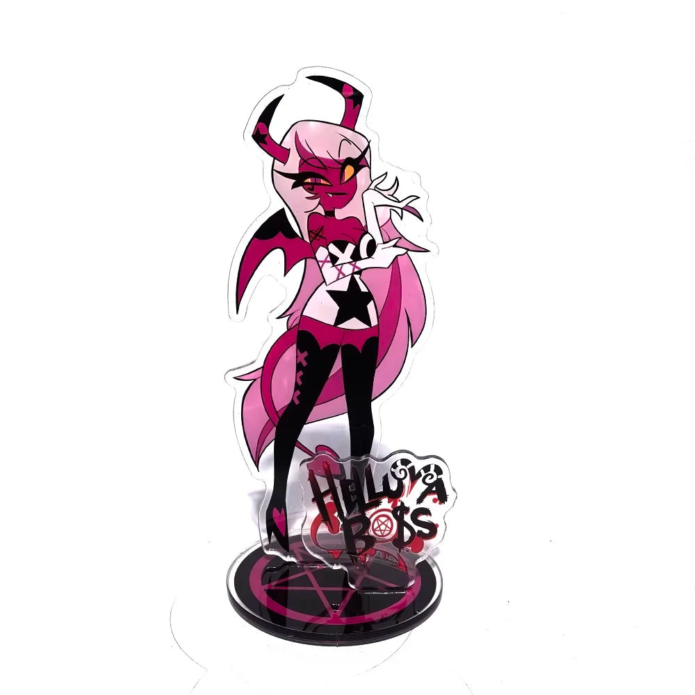 New 15CM Hazbin Hotel Charlie Morningstar Stand Acrylic Figures Vaggie Desktop Standing Sign Model Decoration Collection Gifts