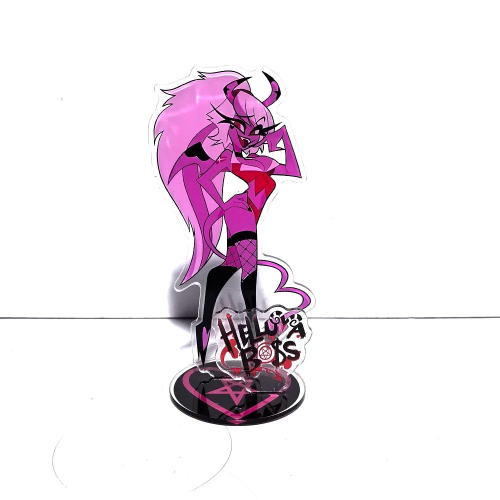 New 15CM Hazbin Hotel Charlie Morningstar Stand Acrylic Figures Vaggie Desktop Standing Sign Model Decoration Collection Gifts