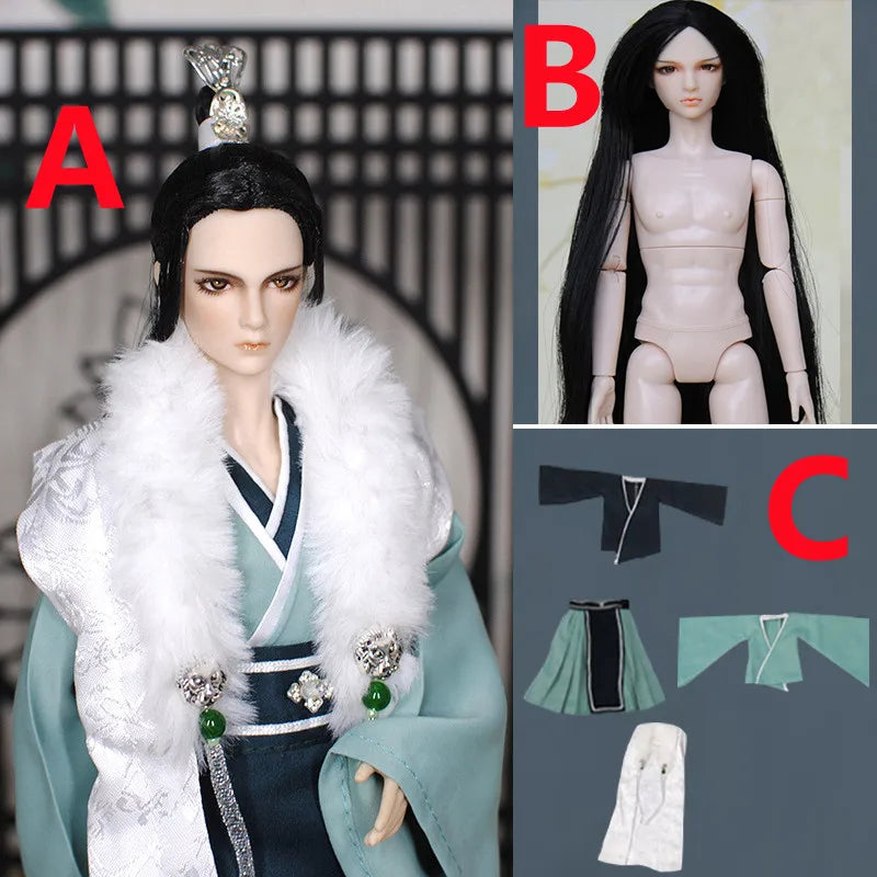 30cm Doll Chinese Ancient Costume Accessories 1/6 Male BJD Doll Figures Flexible Body Boy Doll Long Hair Boyfriend Toys Gift