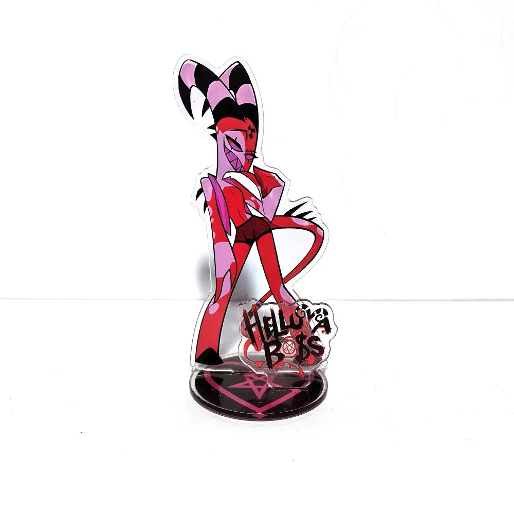New 15CM Hazbin Hotel Charlie Morningstar Stand Acrylic Figures Vaggie Desktop Standing Sign Model Decoration Collection Gifts