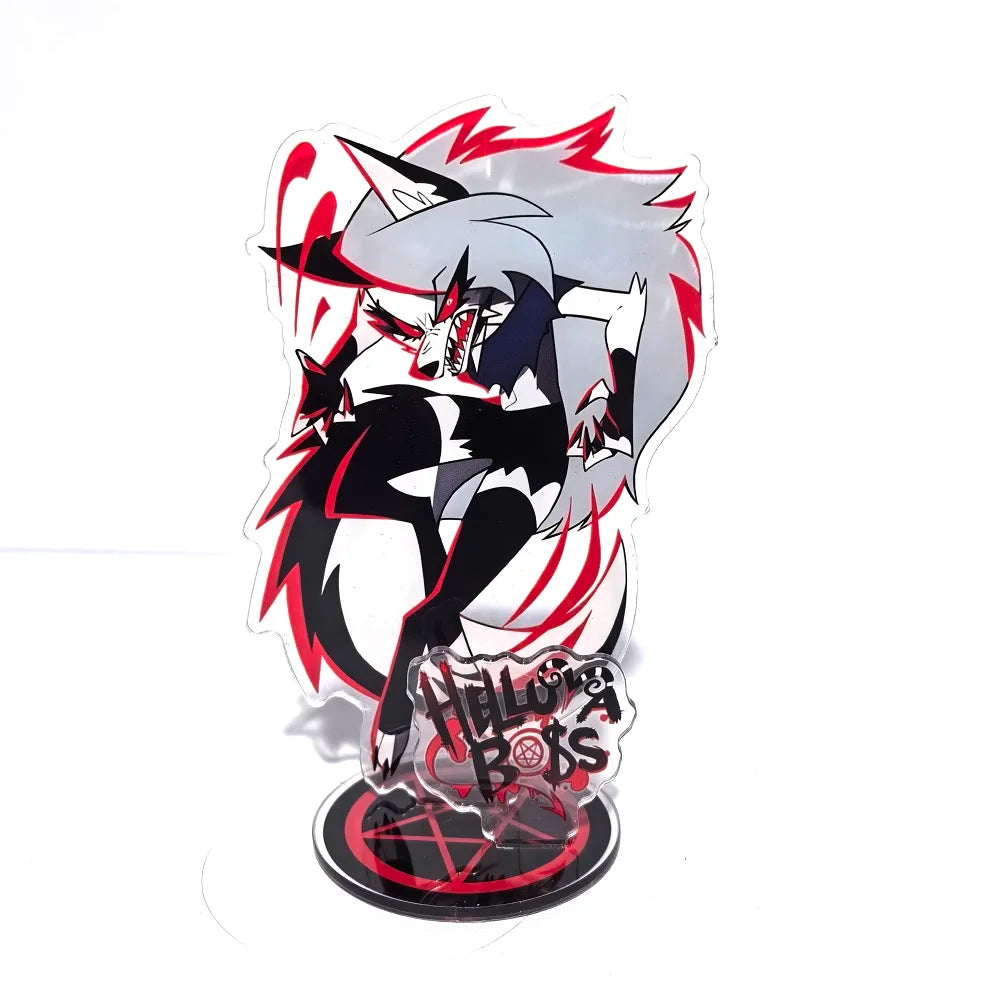 New 15CM Hazbin Hotel Charlie Morningstar Stand Acrylic Figures Vaggie Desktop Standing Sign Model Decoration Collection Gifts